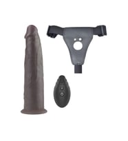 Lovetoy Belden Bağlamalı 23cm Çift Katmanlı Silikon Rotator Hareketli Uzaktan Kumandalı Dildo-Black
