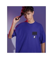 Drip Panda Baskılı Oversize Erkek Tişört (Lacivert)