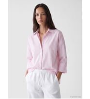 LCW EVERYDAY Pembe Çizgili Oversize Poplin Kadın Gömlek