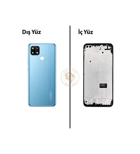 Oppo A15 Mavi Uyumlu Orta Kasa Full Kasa Kapak Gövde Housing