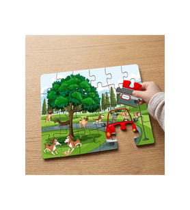 Parkta Oynayan Sevimli Köpekler Tasarımlı 24 Parça Ahşap Çocuk Puzzle MPK0443