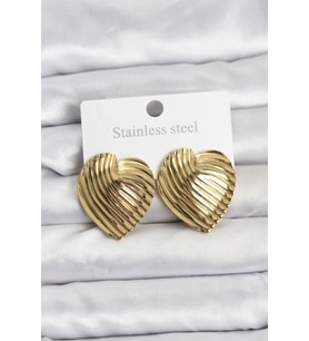 316L Çelik Gold Renk Kalp Model Kadın Küpe 5886 - HPSBYI4879-4670