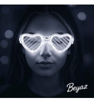 Beyaz LED Işıklı Kalp Gözlük – 3 Modlu Parti &amp; Glow Gözlüğü