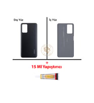 Oppo A96 Siyah Uyumlu Arka Kapak + B7000 Yapıştırıcı Arka Cam Batarya Pil Kapağı Lazer Kesim