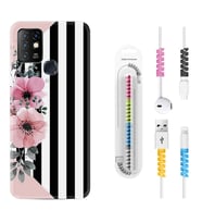 INFINIX Hot 8 9 10 11S Hot 10 Play 10T Kılıf Kablo Koruma Spiral Silikon Flowers 4 1390