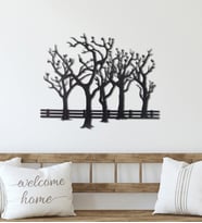 Gowpenart Ağaçlar Ve Çit Ev&Ofis Metal Duvar Tablosu- 40x49 Cm