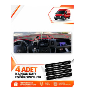 FIAT DUCATO (2006-2014) X250 Uyumlu Ön Torpido Koruma Kılıfı Halısı - Siyah Kırmızı