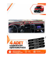 FIAT DUCATO (2006-2014) X250 Uyumlu Ön Torpido Koruma Kılıfı Halısı - Siyah Kırmızı