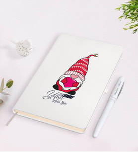 BK Gift Kişiye Özel Yılbaşı Mutlu Yıllar Tasarımlı Beyaz Defter ve Kalem Seti - 13