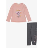 Breeze Kız Çocuk Taytlı Takım Sevimli Kız Baskılı Kalpli 2-6 Yaş, Pembe