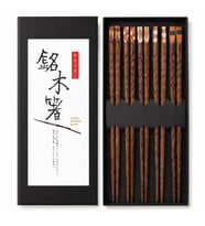 Valkyrie 5 Çift Ahşap Japon Yemek Çubuğu Seti Kutulu 22,4 cm El Yapımı Sushi Chopstick