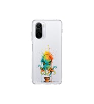 Poco F3 ile uyumlu Splash ahtapot tasarımlı şeffaf silikon kılıf