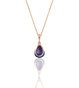 Gümüş rose zirkon taşlı damla modeli kolye SGTL12079LACIVERT