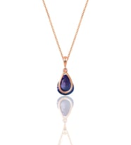 Gümüş rose zirkon taşlı damla modeli kolye SGTL12079LACIVERT
