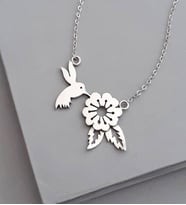Kuş Ve Çiçek 925 Ayar Gümüş Kolye