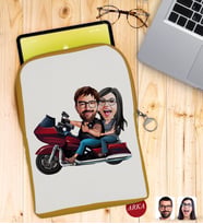 BK Gift Kişiye Özel Sevgililer Karikatürlü Taşınabilir Koruyucu Tablet Kılıfı & Organizer Çanta - Sarı-103