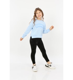 Toontoy Kız Çocuk Remember Baskılı Sweatshirt (Mavi)
