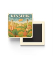 Nevşehir - Memleket Temalı - Paper Cut Art - Baskılı Buzdolap Magneti Kare - 9x9 cm