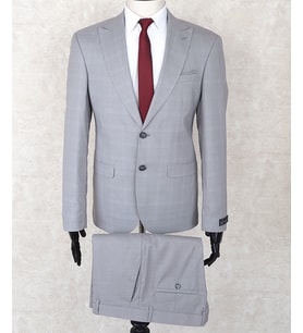 JAN CARLUCCİ Erkek Slim Fit Sivri Yaka Gri Drop 6 Takım Elbise