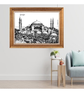 Altın Varaklı Çerçeveli Paspartulu  Tablo fty678 (Gold)