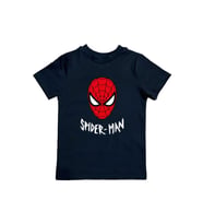 Spiderman baskılı örümcek adam pamuklu penye kumaş yazlık çocuk tişört (Siyah)