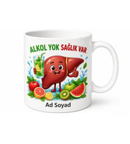 Karaciğer Dostu Hatırlatıcı Detoks Suyu Alkol Yok Sağlık Var Kupa Bardak Hediye