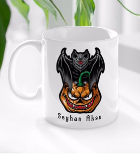 BK Gift Kişiye Özel Happy Halloween Tasarımlı Beyaz Kupa Bardak-6