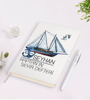 BK Gift Kişiye Özel İsimli Beyaz Seyir Defteri ve Kalem Seti-3