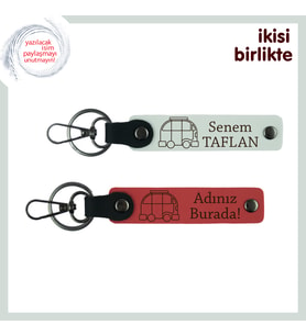 Hediyelik Olarak Öne Çıkan Karavan Temalı, Kişisel Anahtarlık Set, İsiminize Özel, Beyaz-Nar Çiçeği