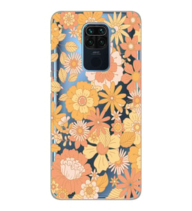 Xiaomi Redmi Note 9 Uyumlu Çiçek Desenli Şeffaf Telefon Kılıfı