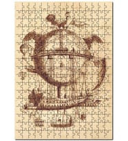 Cakapuzzle Uçan Yaşam Makinası Çizim Puzzle Yapboz MDF (Ahşap) (120 Parça)
