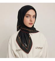 Bonjela Soft Eşarp Minimal Çiçek Desen Siyah