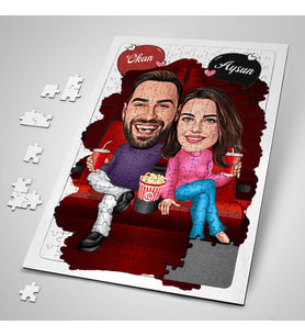 Erkeğe Hediye 240 Parça Sinema Keyfi Yapan Çiftler Puzzle