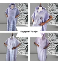 Kişiye Özel Baskılı Kapüşonlu Çocuk Deniz Pançosu – Resim, İsim, Logo ve Yazı ile Tasarlanabilir (Lila)