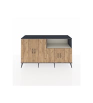 Hyperion Konsol 6 Raflı 4 Kapaklı 176x44x99 Antrasit-Çam/Aytaşı