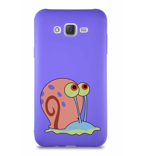 Samsung Galaxy J7 Core Soft Premier Kapak Salyangoz Gary Tasarımlı Silikon Kılıf - Mor (Şeffaf)