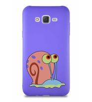Samsung Galaxy J7 Core Soft Premier Kapak Salyangoz Gary Tasarımlı Silikon Kılıf - Mor (Şeffaf)