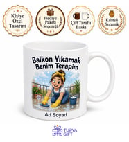 Balkon Yıkamayı Terapi Gören Temizlik Hastası Esprili Kupa Bardak Hediye
