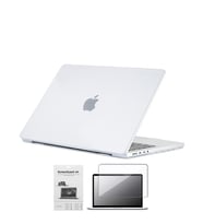 Codegen Apple 14" Macbook Pro M1 A2442 Beyaz Carbon Fiber Dizayn Kılıf Koruyucu Kapak+Film