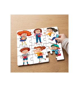 Çalışkan Öğrenciler Tasarımlı 24 Parça Ahşap Çocuk Puzzle MPK1011