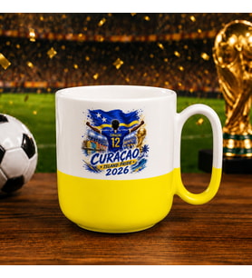 BK Gift Curaçao Taraftar Temalı 2026 Dünya Kupası Tasarımlı Sarı Joyful Kupa Bardak