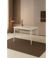 Ortadan Açılır Büyüyen Yemek Masası Mermer Desenli 70x110cm SADECE MASA FİYATIDIR (Beyaz-Mermer)