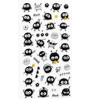 Kendinden Yapışkanlı Kabartmalı Sticker Seti – Sevimli Kömür Emoji Karakterli Dekoratif Çıkartma