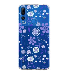 Huawei Y9 Prime 2019 Uyumlu Kapak Flowers Tasarımlı Şeffaf Silikon Kılıf