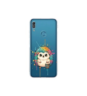 Huawei Y6 Pro 2019 ile Uyumlu Splash Kirpi Tasarımlı Şeffaf Silikon Kılıf