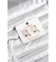 14K Gold Renk Kaplama Zirkon Taşlı CM Kadın Küpe - TJ-BKP11409
