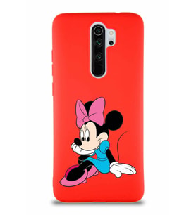 Xiaomi Redmi Note 8 Pro Soft Premier Kapak Minnie Mouse-E Tasarımlı Silikon Kılıf - Kırmızı (Şeffaf)