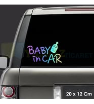 Biberon Arabada Bebek Var Hologram Araba Oto Sticker Yapıştırma Renkli Etiket Çıkartma 20 x 12 Cm