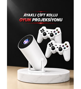 Projeksiyon Cihazı Video Oyun Konsolu Projektör Taşınabilir Ayaklı Çift Kollu 4K Çözünürlüklü