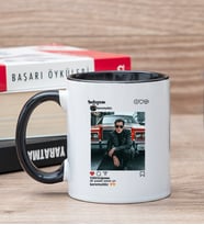 Kişiye Özel İnstagram Tasarım Fotoğraflı Siyah Kupa Bardak